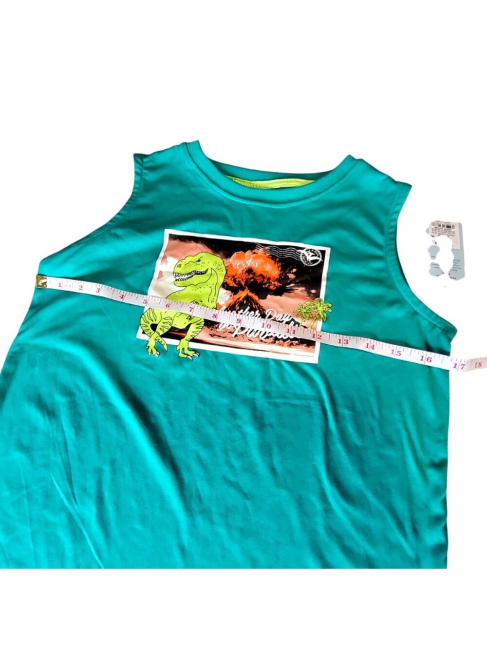 Cat & Jack Kids Dinosaur Pajama Set Sleeveless Top & Shorts Size L 10/12 Green - Picture 3 of 11
